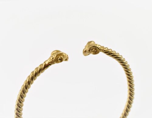 Twisted wire bracelet with Ram's Heads - Bronze