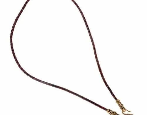 Braided leather necklace with Viking dragon heads