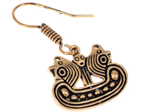 Earrings in the shape of a Viking ship.Pair